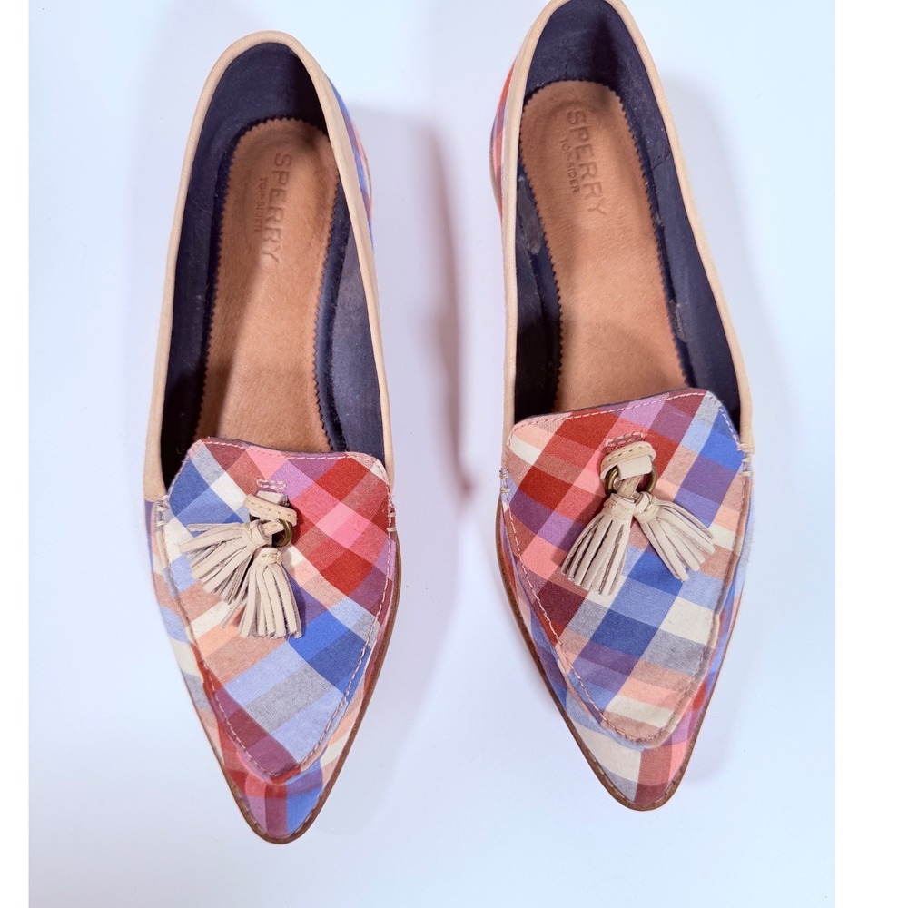 Sperry Top-Sider Seaport Plaid Tassel Loafers Multi-Color Pointed Toe Flats 9 - Picture 5 of 10